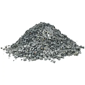 Photo of a pile of blue metal gravel, showing construction or landscaping materials.