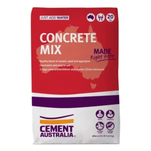 Cement Australia Concrete Mix 20KG bag, showing packaging and branding details.