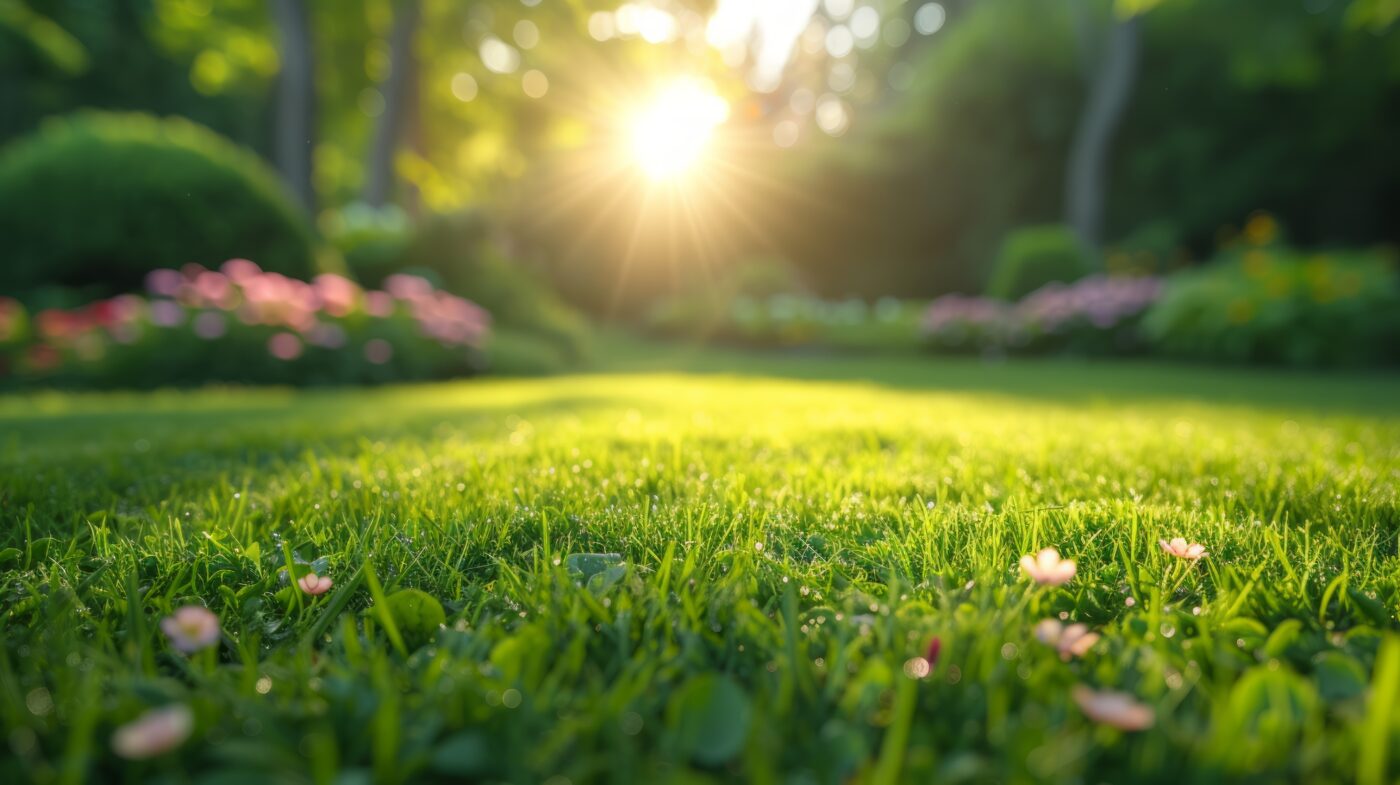 Photo of a lush and green lawn, illustrating the ideal outcome of professional lawncare and maintenance.